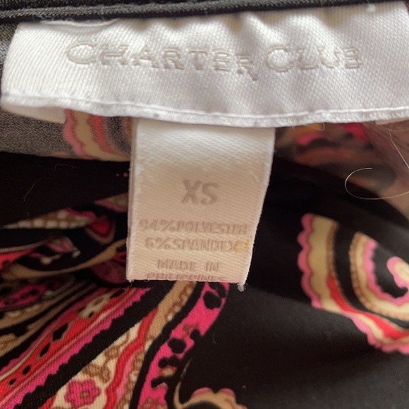 Charter Club paisley lace up chain collar blouse - Picture 5 of 5